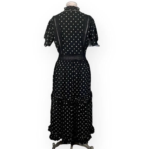 SCOTCH & SODA Tasha Ruffle Midi Dress Cottagecore Boho Black Cocktail Wedding M - Picture 10 of 15